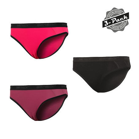 SENSOR DOUBLE FACE 3-PACK dámské kalhotky černá/lilla/magenta 