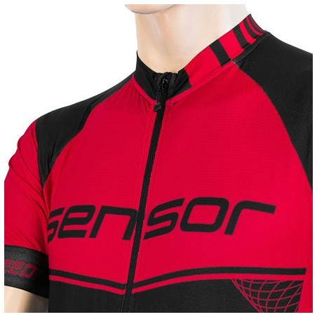 SENSOR CYKLO TEAM UP pánský dres kr.ruk. celozip černá/červená 