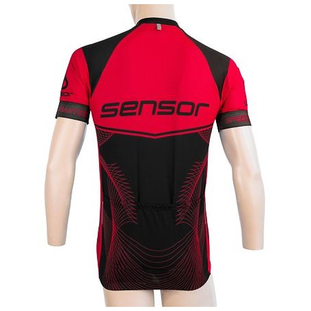 SENSOR CYKLO TEAM UP pánský dres kr.ruk. celozip černá/červená 