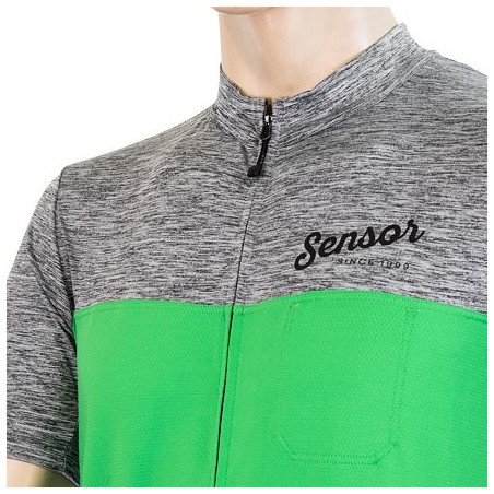 SENSOR CYKLO MOTION pánský dres kr.rukáv celozip šedá/zelená 