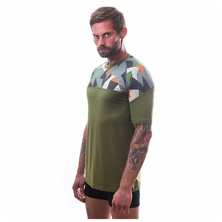 SENSOR MERINO IMPRESS pánské triko kr.rukáv safari/camo 