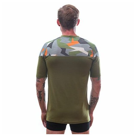 SENSOR MERINO IMPRESS pánské triko kr.rukáv safari/camo 