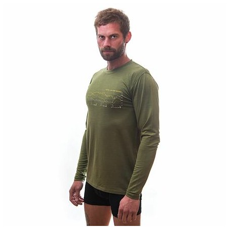 SENSOR MERINO ACTIVE PT TRACK pánské triko dl.rukáv safari green 