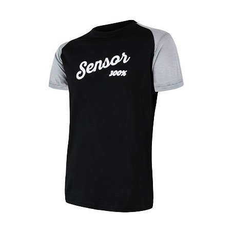 SENSOR MERINO ACTIVE PT LOGO pánské triko kr.rukáv černá/šedá 