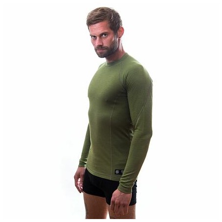 SENSOR MERINO DF pánské triko dl.rukáv safari green 