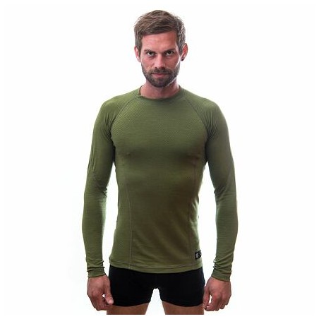 SENSOR MERINO DF pánské triko dl.rukáv safari green 