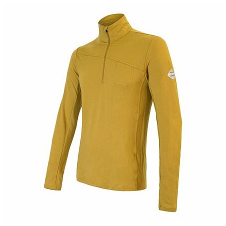 SENSOR MERINO EXTREME pánské triko dl.rukáv zip mustard 