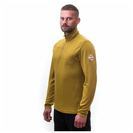 SENSOR MERINO EXTREME pánské triko dl.rukáv zip mustard 