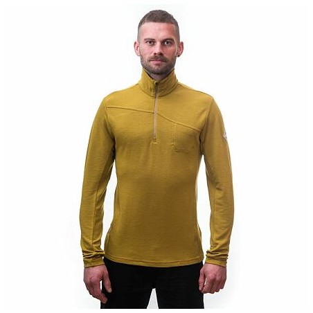 SENSOR MERINO EXTREME pánské triko dl.rukáv zip mustard 