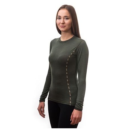 SENSOR MERINO AIR dámské triko dl.rukáv olive green 