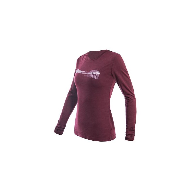 SENSOR MERINO AIR PT HILLS dámské triko dl.rukáv port red 