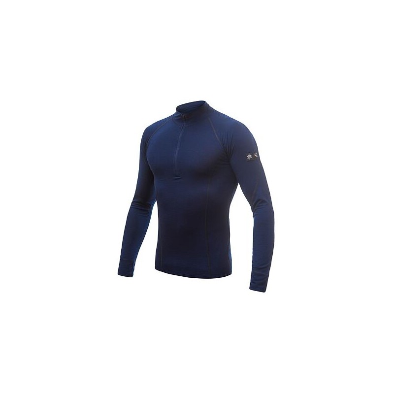 SENSOR MERINO ACTIVE pánské triko dl.rukáv stoják zip deep blue 