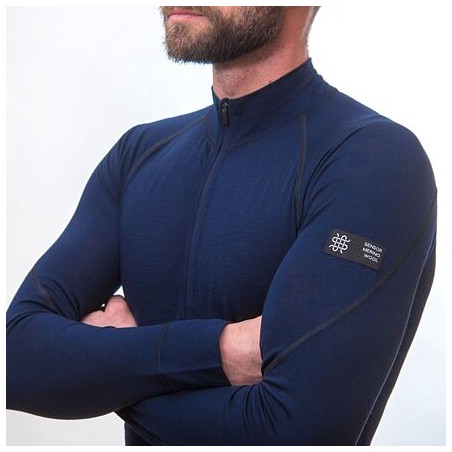 SENSOR MERINO ACTIVE pánské triko dl.rukáv stoják zip deep blue 