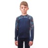 SENSOR MERINO IMPRESS SET dětský triko dl.rukáv + spodky deep blue/floral 